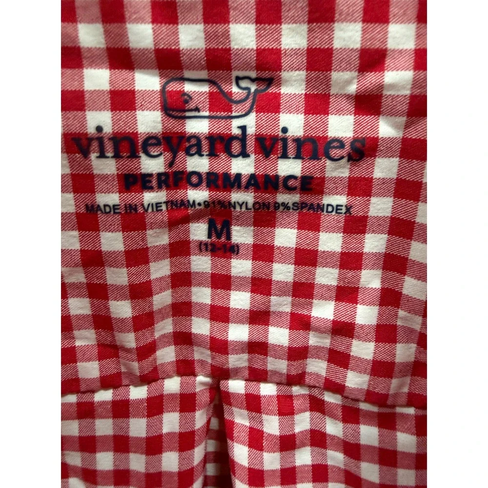 Vineyard‎ Vines Performance Gingham Shirt Red White boy's M 12-14 Button Down